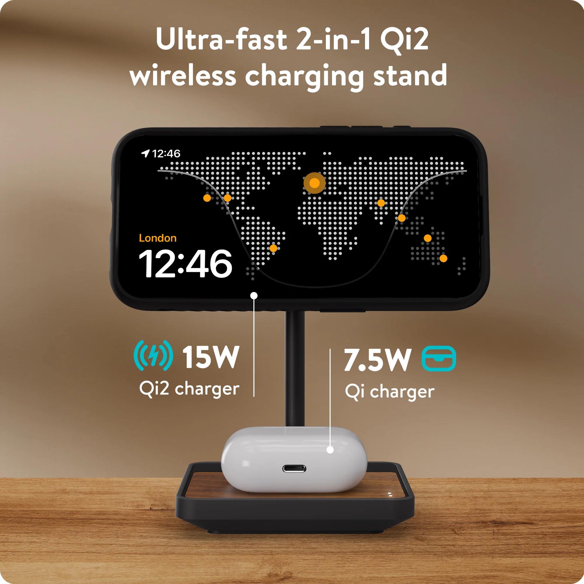 Wireless Charging Stand - Walnut - Image 12
